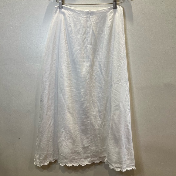 Reformation White 100% Linen Midi Skirt Size 6 Fully Lined Scallop Hem Summer - Picture 3 of 13